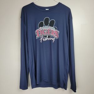 Long Sleeve Men's Tee Fishing Outdoor Sports Synthetic Blue T-shirt C U Tigers.